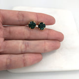 18K Gold Layered Oro Laminado Dark Blue Design Push Back Stud Earrings 21.0140/5