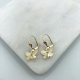 18K Gold Layered Oro Laminado Butterfly Design Dangle Leverback Earrings Wholesale 21.0433