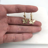 18K Gold Layered Oro Laminado Butterfly Design Dangle Leverback Earrings Wholesale 21.0433