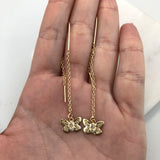 18K Gold Layered Oro Laminado Clear CZ Center In Butterfly Design Long Threader Earrings Wholesale 21.0447/1