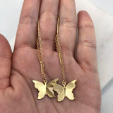 18K Gold Layered Oro Laminado Texturized Butterfly Design Long Threader Earrings Wholesale 21.0449