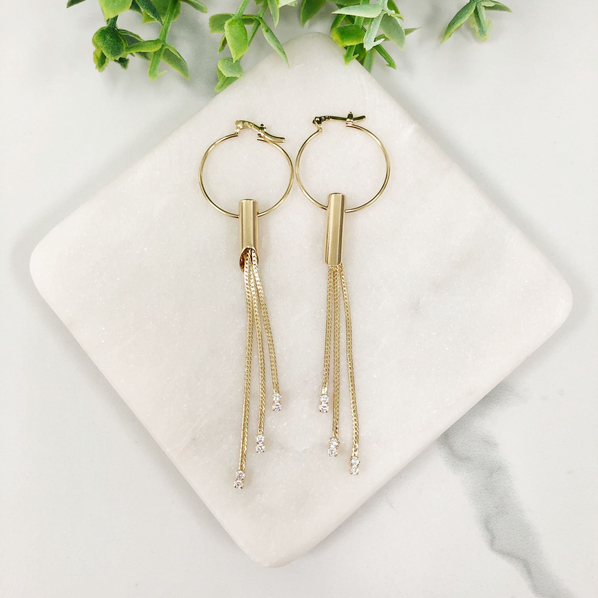 18K Gold Layered Oro Laminado White CZ Shoulder Duster Wholesale 21.1137/1