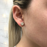 18K Gold Layered Oro Laminado Assorted Colors Flower Design Push Back Earrings 21.0005/1/3/7/8 (More Colors)