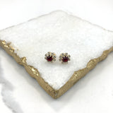 18K Gold Layered Oro Laminado Assorted Colors Flower Design Push Back Earrings 21.0005/1/3/7/8 (More Colors)