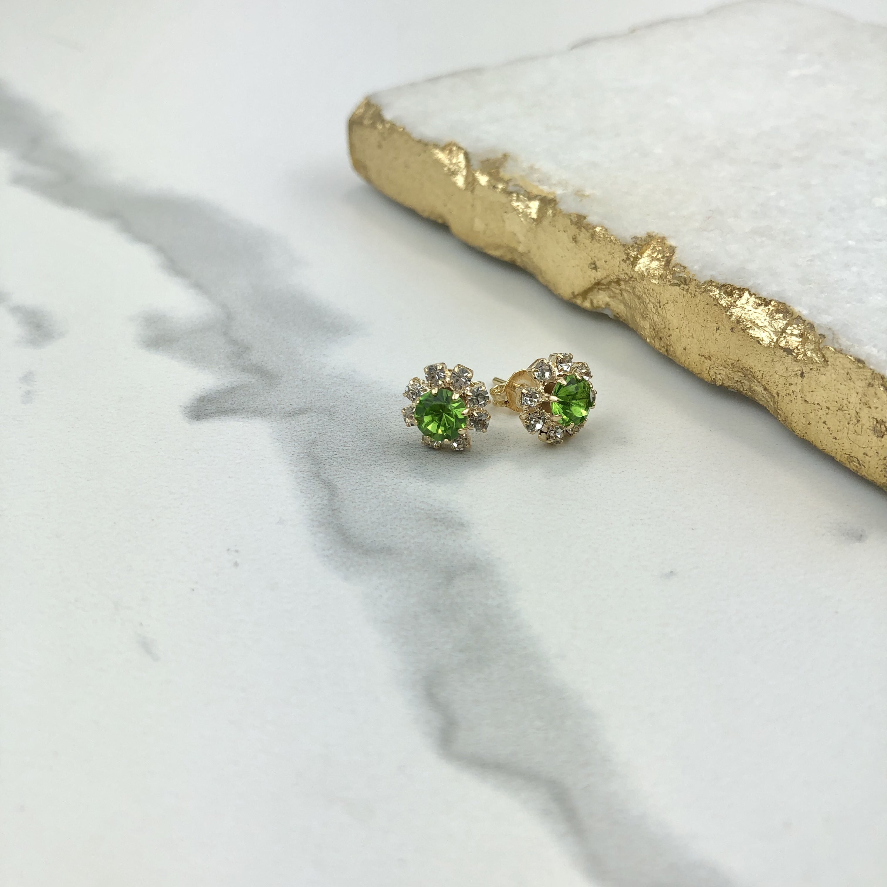 18K Gold Layered Oro Laminado Assorted Colors Flower Design Push Back Earrings 21.0005/1/3/7/8 (More Colors)