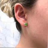 18K Gold Layered Oro Laminado Assorted Colors Flower Design Push Back Earrings 21.0005/1/3/7/8 (More Colors)