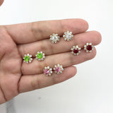 18K Gold Layered Oro Laminado Assorted Colors Flower Design Push Back Earrings 21.0005/1/3/7/8 (More Colors)