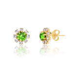 18K Gold Layered Oro Laminado Assorted Colors Flower Design Push Back Earrings 21.0005/1/3/7/8 (More Colors)