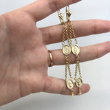 18K Gold Layered Oro Laminado Virgen de Guadalupe & Divino Nino Dangle Earrings 21.0006