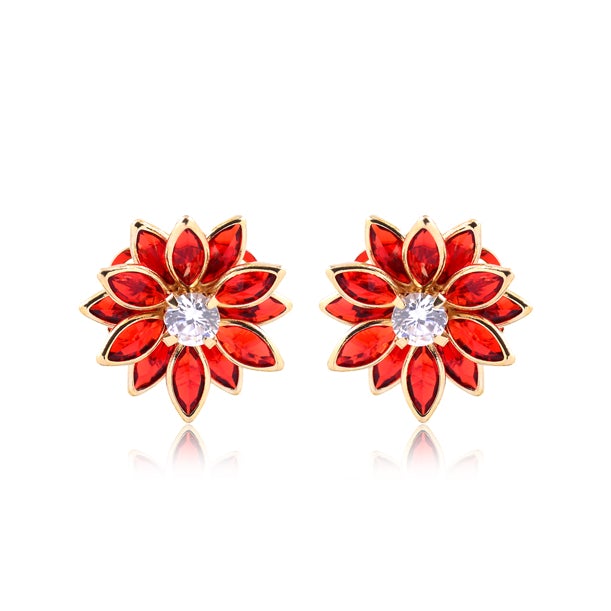 18K Gold Layered Oro Laminado Multi-Color Flower Design Push Back Earrings 21.0019/2/7/17/30/92/3 (More Colors)