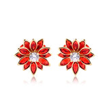 18K Gold Layered Oro Laminado Multi-Color Flower Design Push Back Earrings 21.0019/2/7/17/30/92/3 (More Colors)