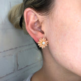 18K Gold Layered Oro Laminado Multi-Color Flower Design Push Back Earrings 21.0019/2/7/17/30/92/3 (More Colors)