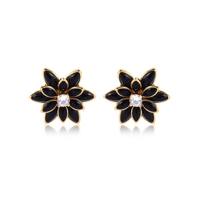 18K Gold Layered Oro Laminado Multi-Color Flower Design Push Back Earrings 21.0019/2/7/17/30/92/3 (More Colors)