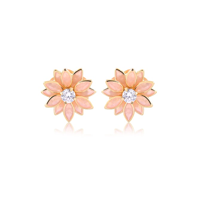 18K Gold Layered Oro Laminado Multi-Color Flower Design Push Back Earrings 21.0019/2/7/17/30/92/3 (More Colors)