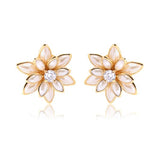 18K Gold Layered Oro Laminado Multi-Color Flower Design Push Back Earrings 21.0019/2/7/17/30/92/3 (More Colors)