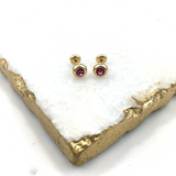18K Gold Layered Oro Laminado Pink Cubic Zirconia Stud Plugs Kids Earrings 21.0024/7