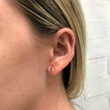 18K Gold Layered Oro Laminado Pink Cubic Zirconia Stud Plugs Kids Earrings 21.0024/7