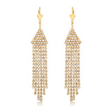 18K Gold Layered Oro Laminado Cubic Zirconia Tassel Fringe Dangle Earrings 21.0031/1