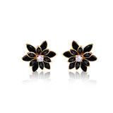 18K Gold Layered Oro Laminado MultiColor or Black Flower Design Push Back Earrings 21.0035/30/2