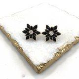18K Gold Layered Oro Laminado MultiColor or Black Flower Design Push Back Earrings 21.0035/30/2