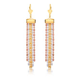 18K Gold Layered Oro Laminado Tri-Tone Tassel Fringe Dangle Earrings 21.0036