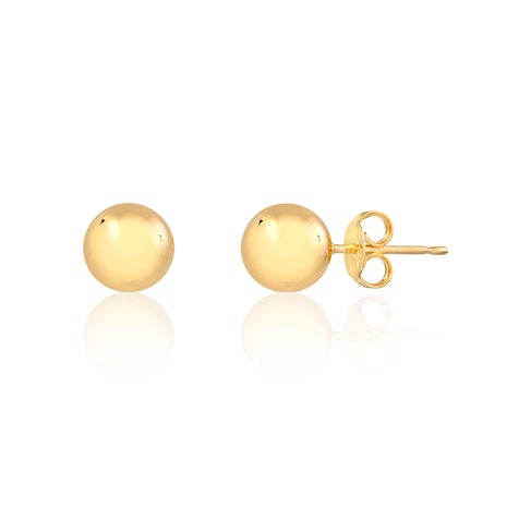 18K Gold Layered Oro Laminado 8mm Gold Ball Stud Earrings 21.0037