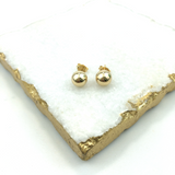 18K Gold Layered Oro Laminado 8mm Gold Ball Stud Earrings 21.0037
