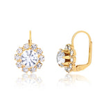 18K Gold Layered Oro Laminado Assorted Colors Flower Design Leverback Earrings 21.0047 (More Colors)