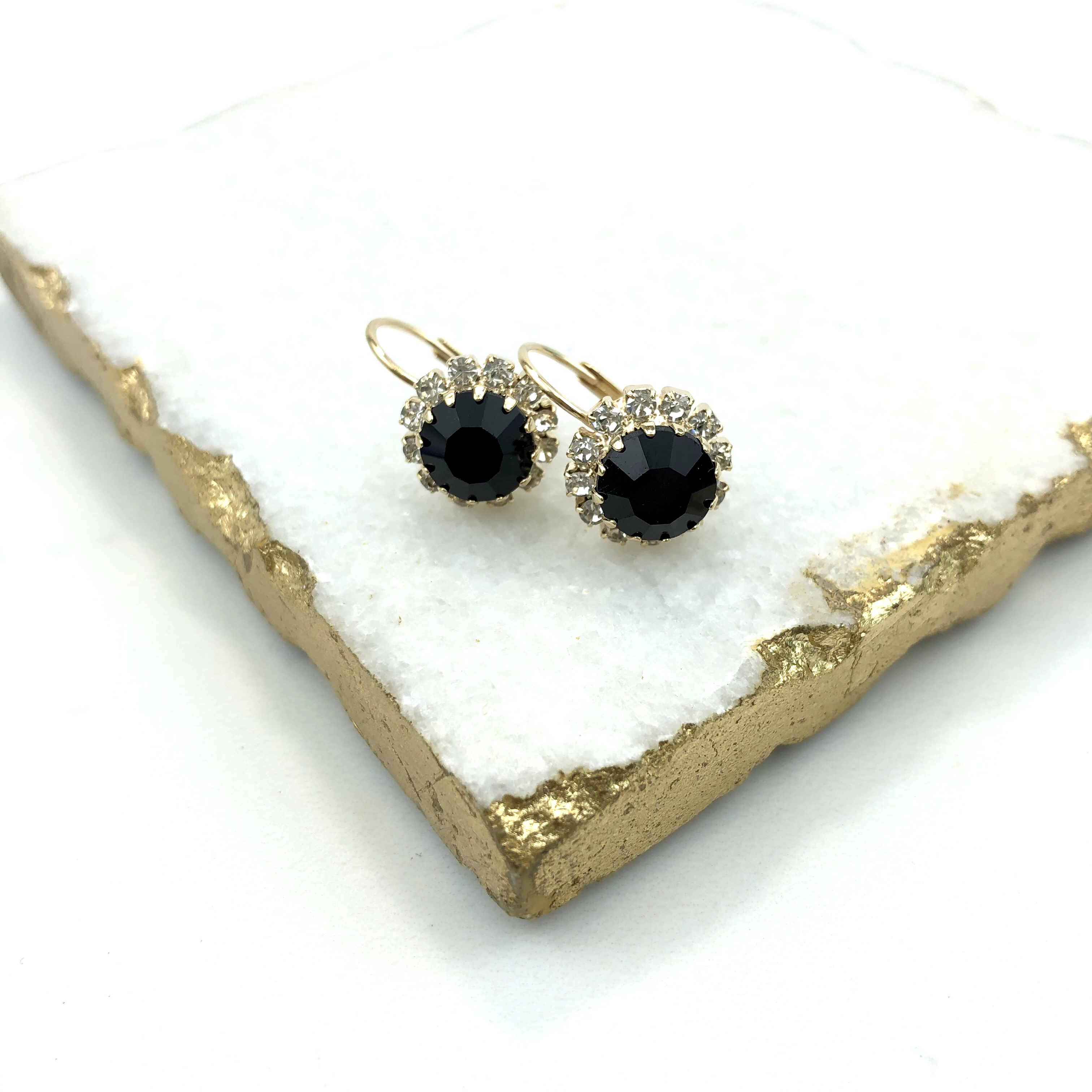 18K Gold Layered Oro Laminado Assorted Colors Flower Design Leverback Earrings 21.0047 (More Colors)