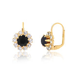 18K Gold Layered Oro Laminado Assorted Colors Flower Design Leverback Earrings 21.0047 (More Colors)