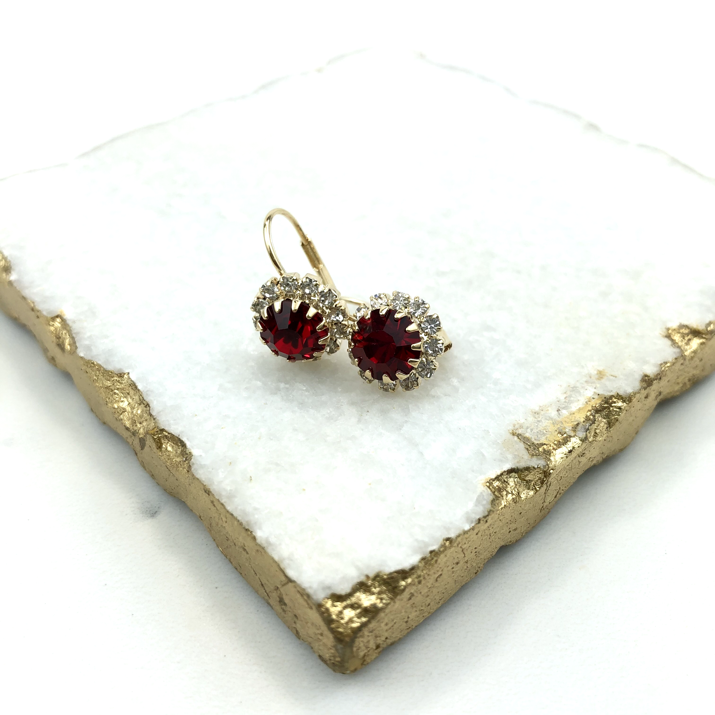 18K Gold Layered Oro Laminado Assorted Colors Flower Design Leverback Earrings 21.0047 (More Colors)