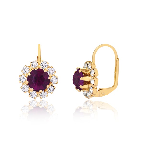 18K Gold Layered Oro Laminado Assorted Colors Flower Design Leverback Earrings 21.0047 (More Colors)