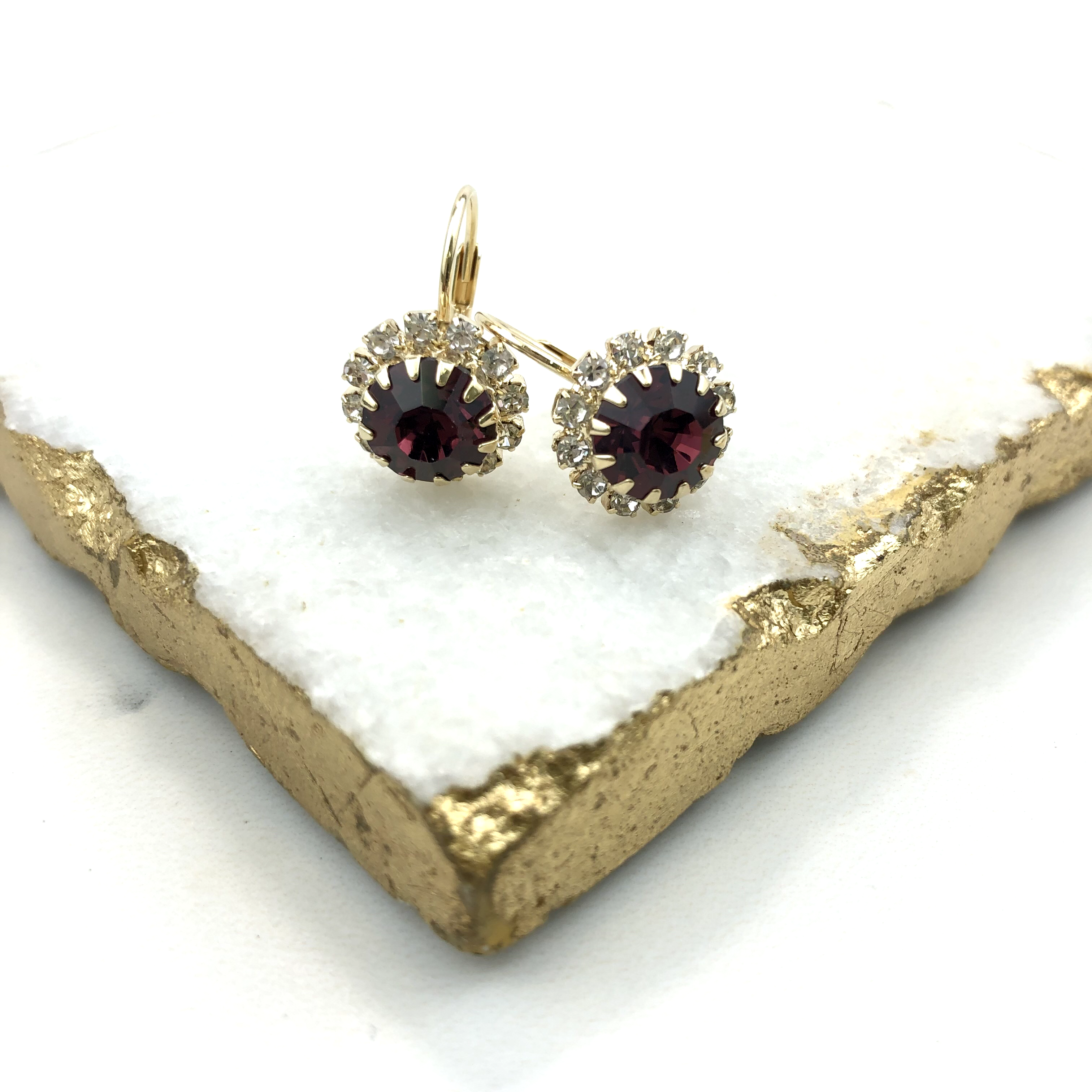 18K Gold Layered Oro Laminado Assorted Colors Flower Design Leverback Earrings 21.0047 (More Colors)
