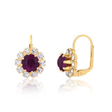 18K Gold Layered Oro Laminado Assorted Colors Flower Design Leverback Earrings 21.0047 (More Colors)