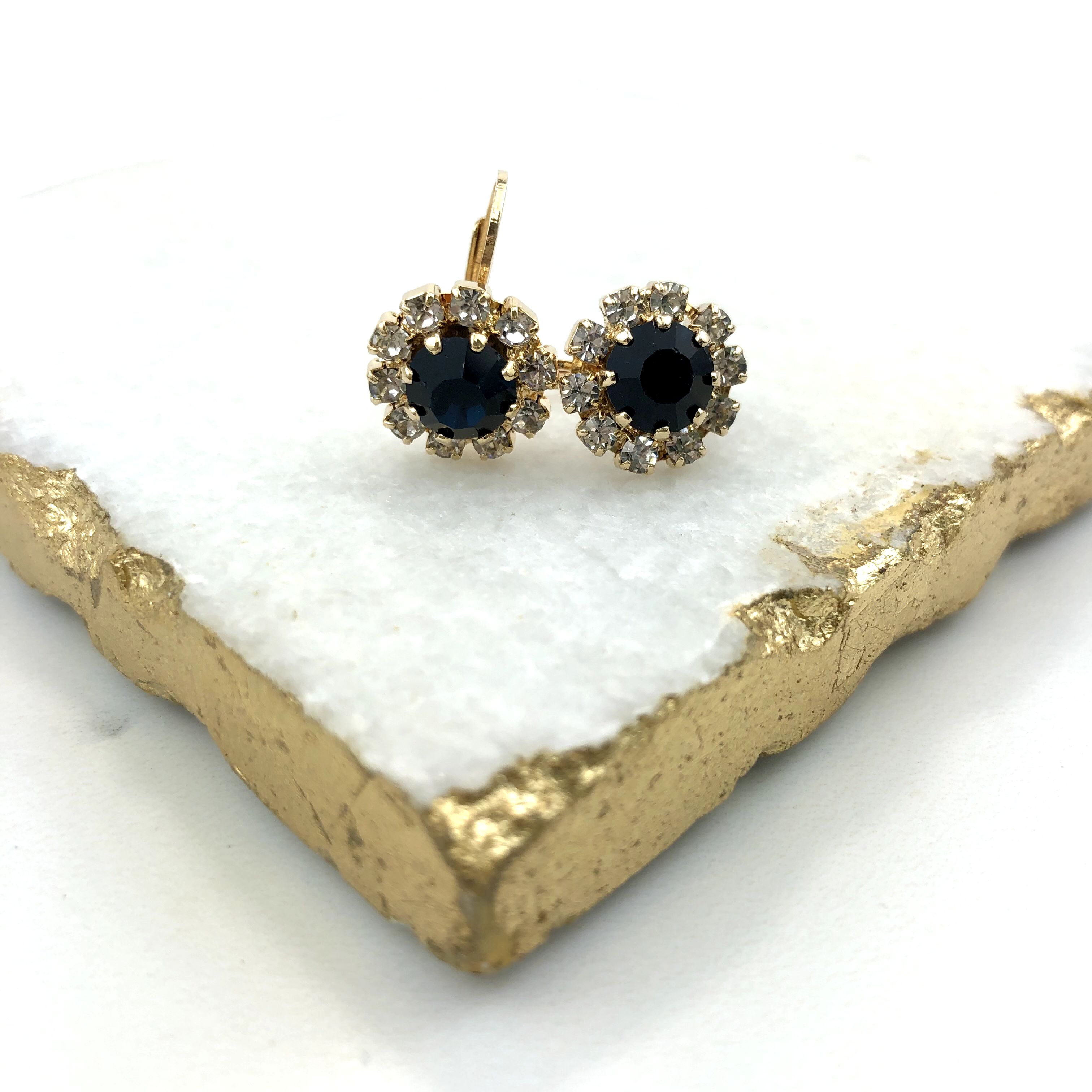 18K Gold Layered Oro Laminado Assorted Colors Flower Design Leverback Earrings 21.0047 (More Colors)