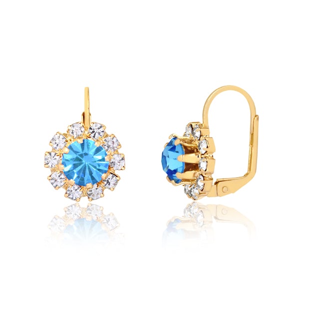 18K Gold Layered Oro Laminado Assorted Colors Flower Design Leverback Earrings 21.0047 (More Colors)