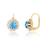 18K Gold Layered Oro Laminado Assorted Colors Flower Design Leverback Earrings 21.0047 (More Colors)