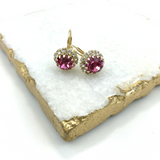 18K Gold Layered Oro Laminado Assorted Colors Flower Design Leverback Earrings 21.0047 (More Colors)