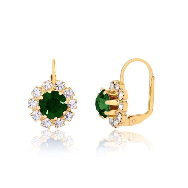 18K Gold Layered Oro Laminado Assorted Colors Flower Design Leverback Earrings 21.0047 (More Colors)