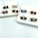 18K Gold Layered Oro Laminado Assorted Colors Flower Design Leverback Earrings 21.0047 (More Colors)
