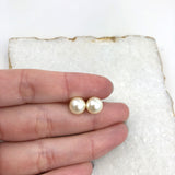 18K Gold Layered Oro Laminado 8 mm Pearl Ball Design Stud Earrings 21.0053/92
