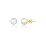 18K Gold Layered Oro Laminado 8 mm Pearl Ball Design Stud Earrings 21.0053/92