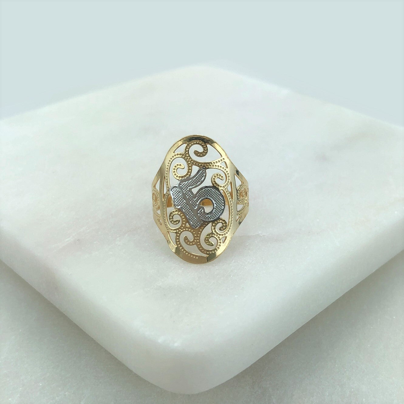18K Gold Layered Oro Laminado Ring  Freeform Style