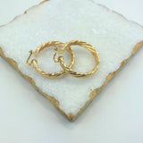 18K Gold Layered Oro Laminado 33mm Twisted Hoops Wholesale 21.0060