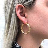 18K Gold Layered Oro Laminado 33mm Twisted Hoops Wholesale 21.0060