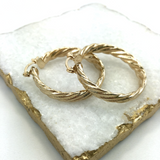 18K Gold Layered Oro Laminado Twisted 40mm Hoops Wholesale  21.0061
