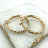 18K Gold Layered Oro Laminado Twist 45mm Hoops Wholesale 21.0062