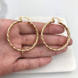 18K Gold Layered Oro Laminado Twist 45mm Hoops Wholesale 21.0062