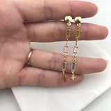 18K Gold Layered Oro Laminado Multi-Color Rhinestone & Cross Drop Dangle Earrings 21.0066/17