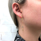 18K Gold Layered Oro Laminado Multi-Color Rhinestone & Cross Drop Dangle Earrings 21.0066/17